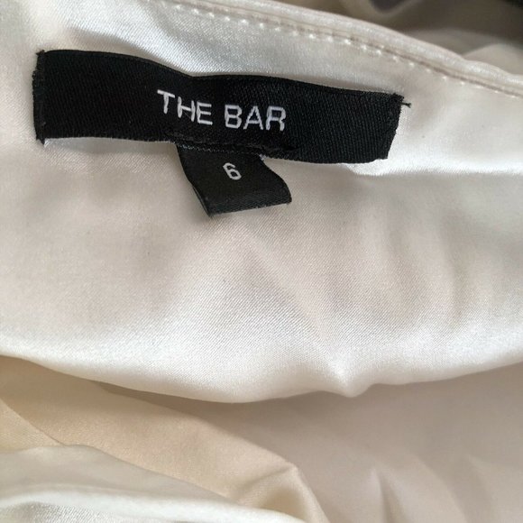 The Bar Twist Dress Ivory White Silk Puff Long Sleeve - Picture 6 of 8